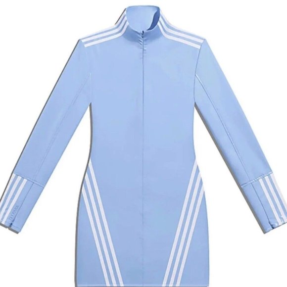 Adidas Women's Ivy Park Light Blue 1/2 Zip Latex Dress (PLUS SIZES) H18994 - Picture 6 of 6